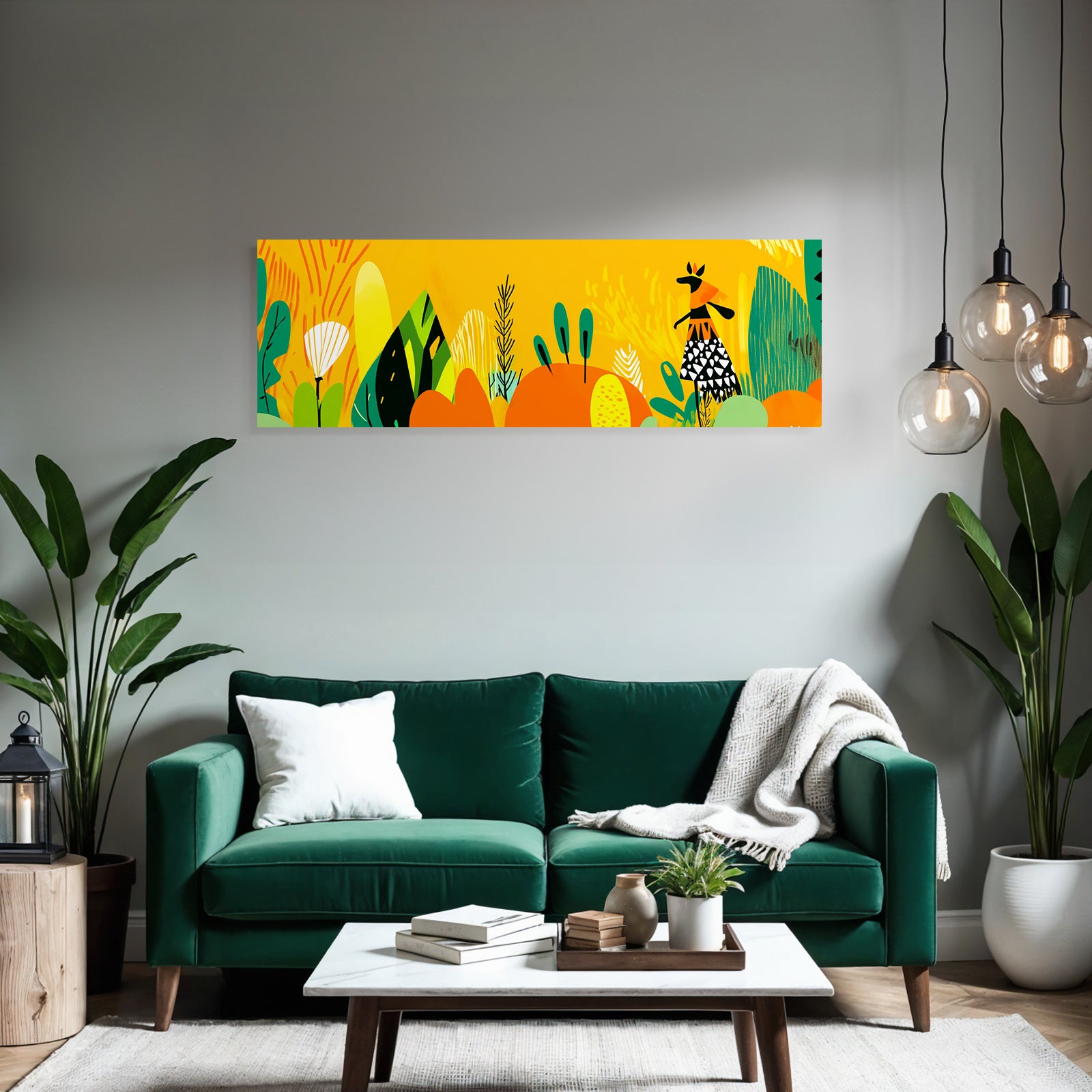 Lebendige Landschaft Illustration Mit Pflanzen Und Figur