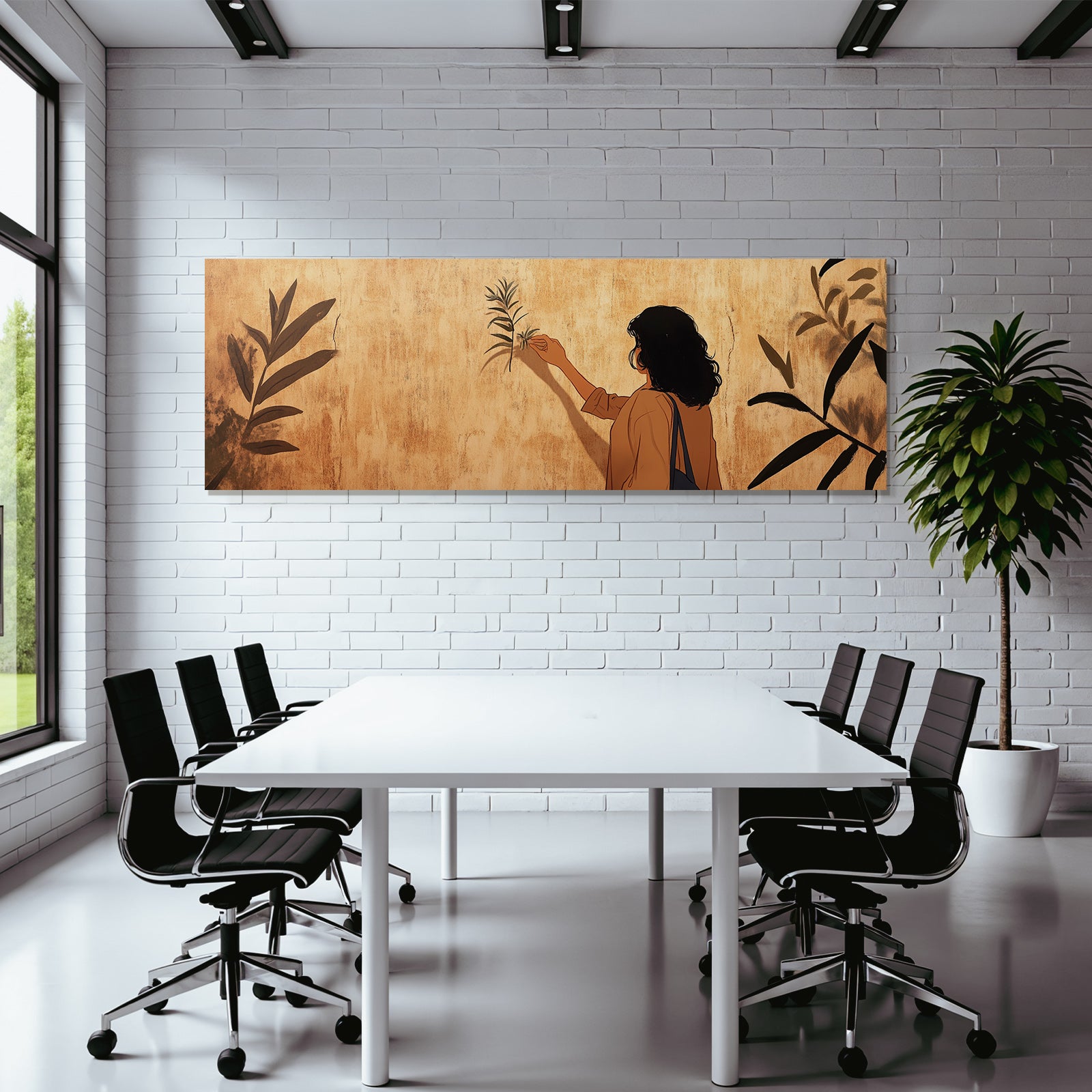 Person Wand Interaktion Pflanzen Illustrationen Umgebung