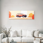 Stilisierte Illustration Auto Mit Buntem Laub