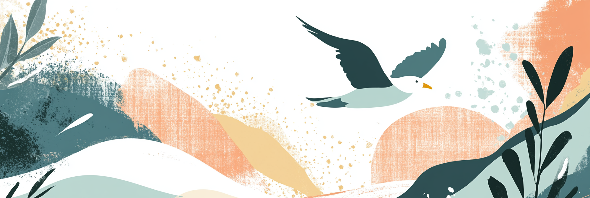 Vogel Im Flug Mit Abstrakten Formen Und Pflanzen | Boho Eklektisch | Einrichtungsstile