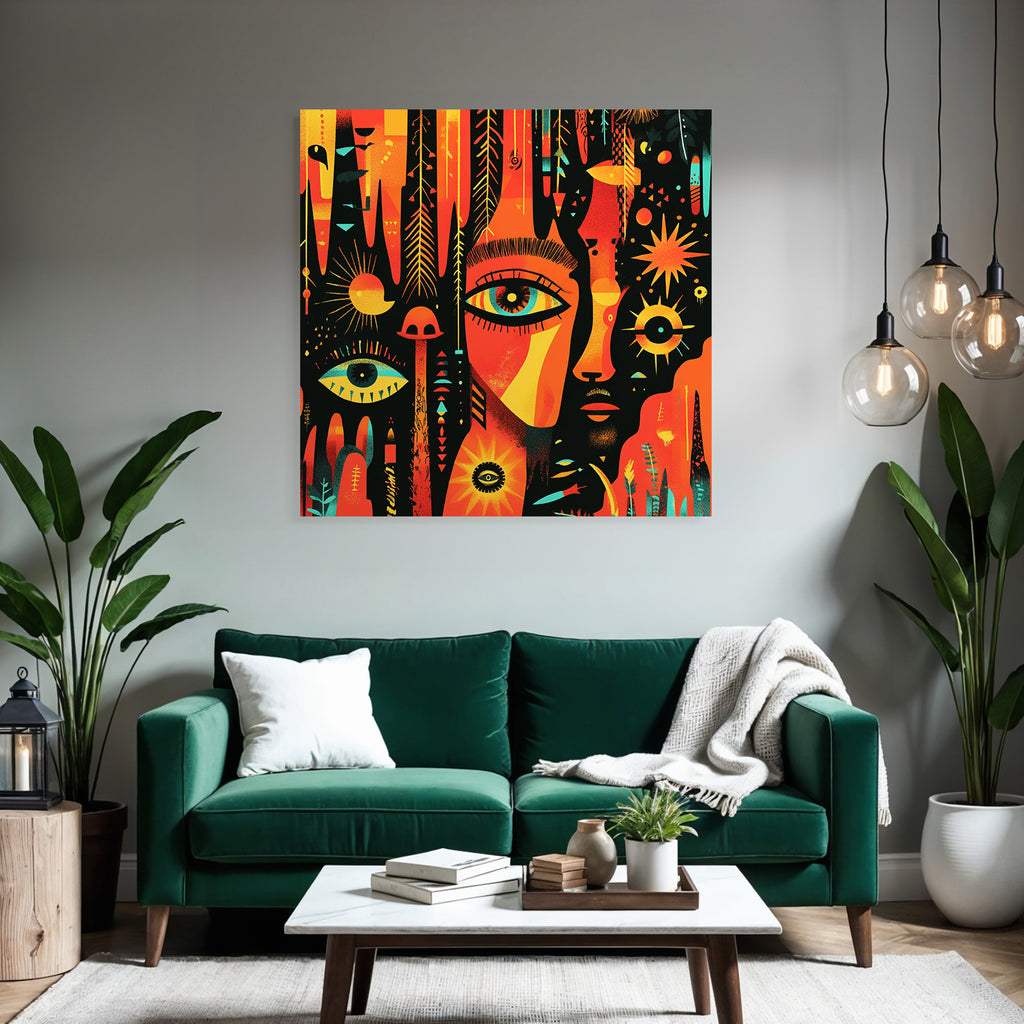 Abstrakte Augen Und Sonnen Geometrische Formen Illustration