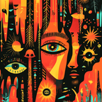 Abstrakte Augen Und Sonnen Geometrische Formen Illustration | Boho Eklektisch | Einrichtungsstile