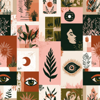 Botanik Illustrationen Collage | Boho Eklektisch | Einrichtungsstile