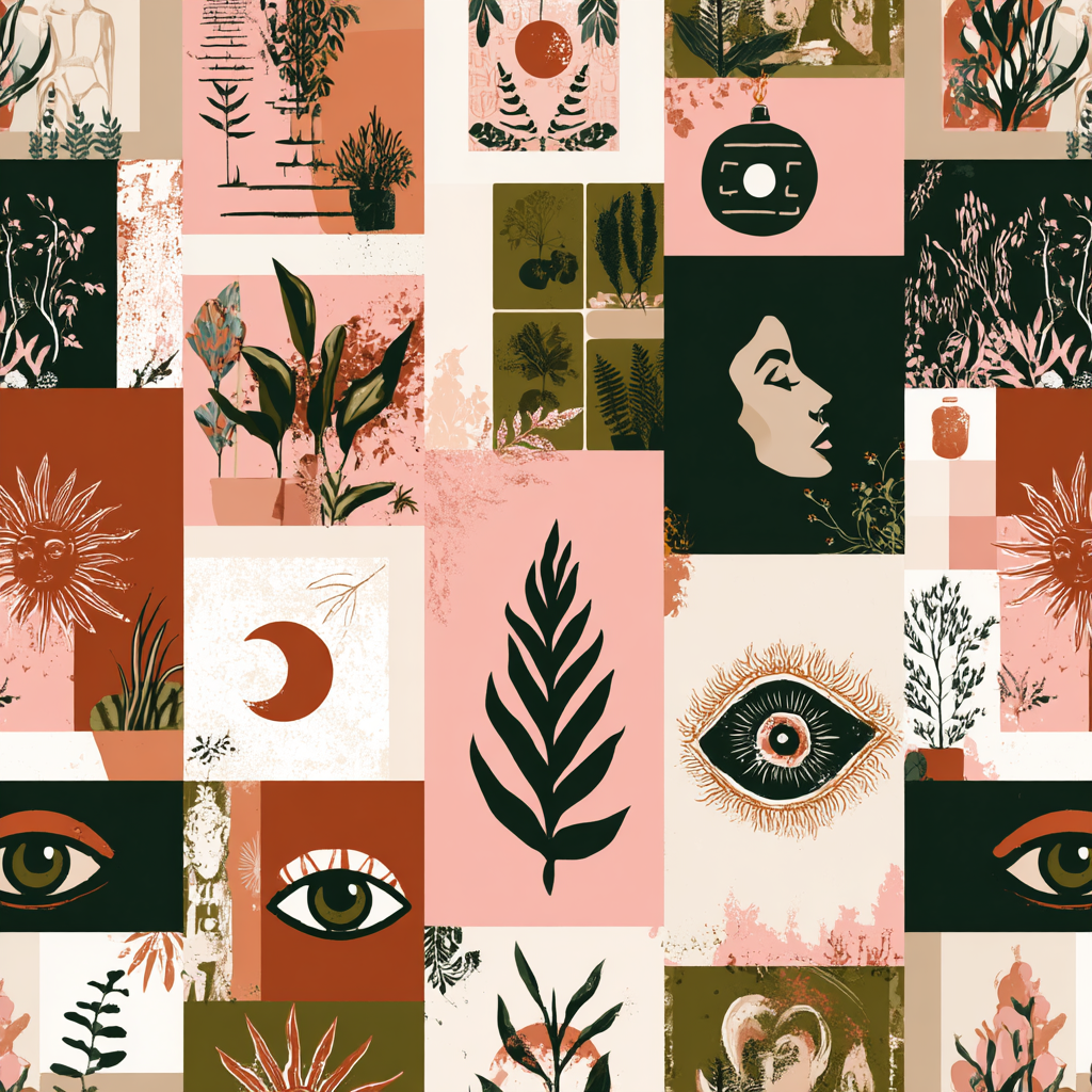 Botanik Illustrationen Collage | Boho Eklektisch | Einrichtungsstile