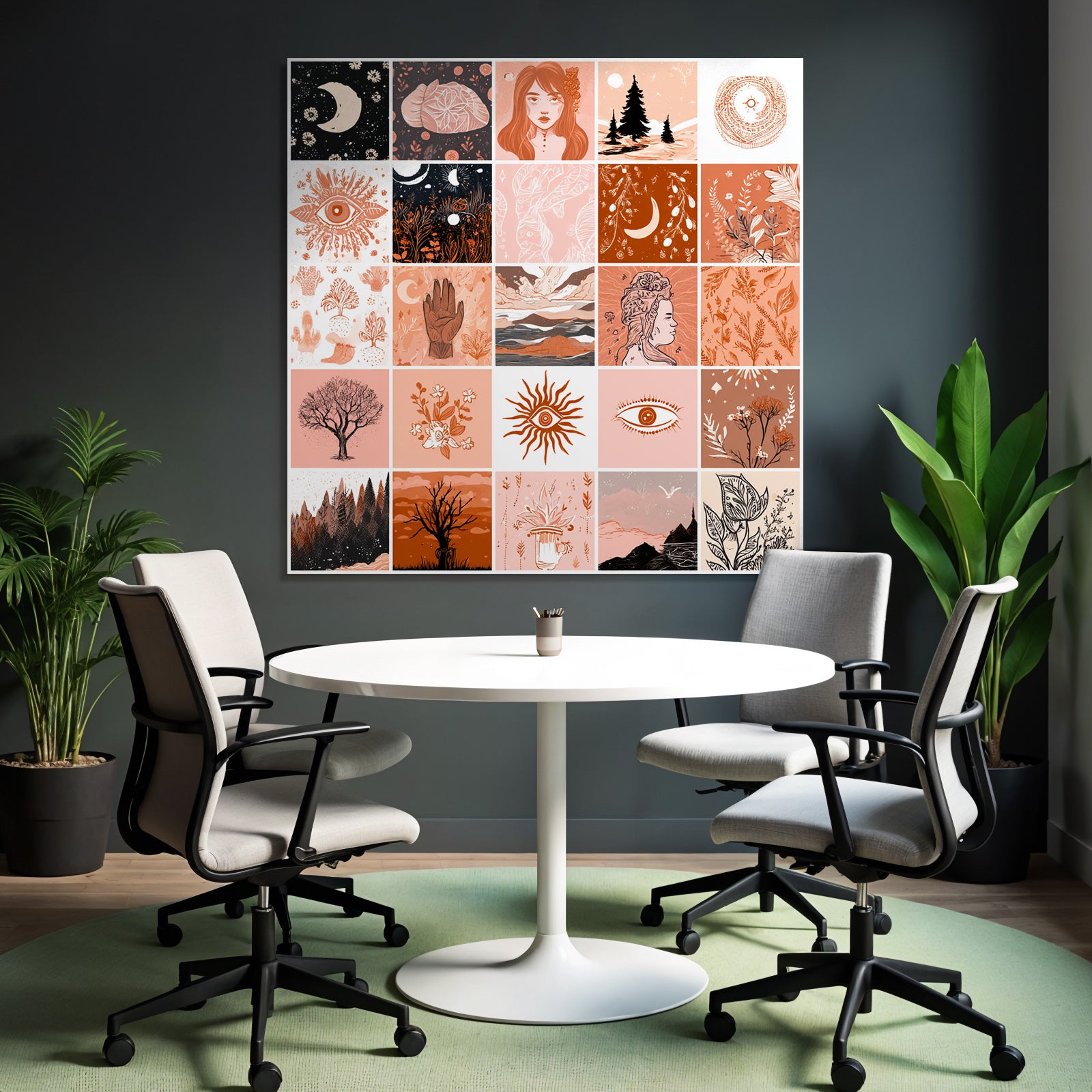 Collage Aus Verschiedenen Kuenstlerischen Designs In Warmen Farben