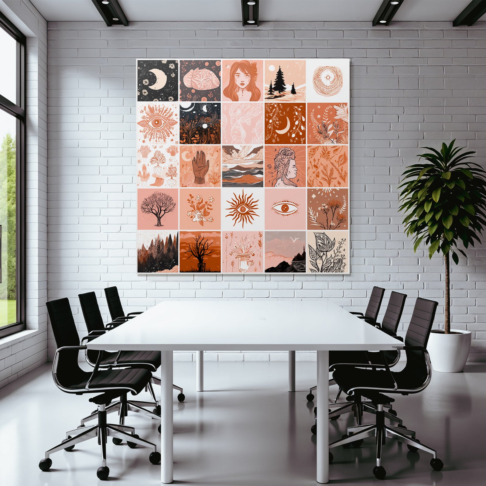 Collage Aus Verschiedenen Kuenstlerischen Designs In Warmen Farben