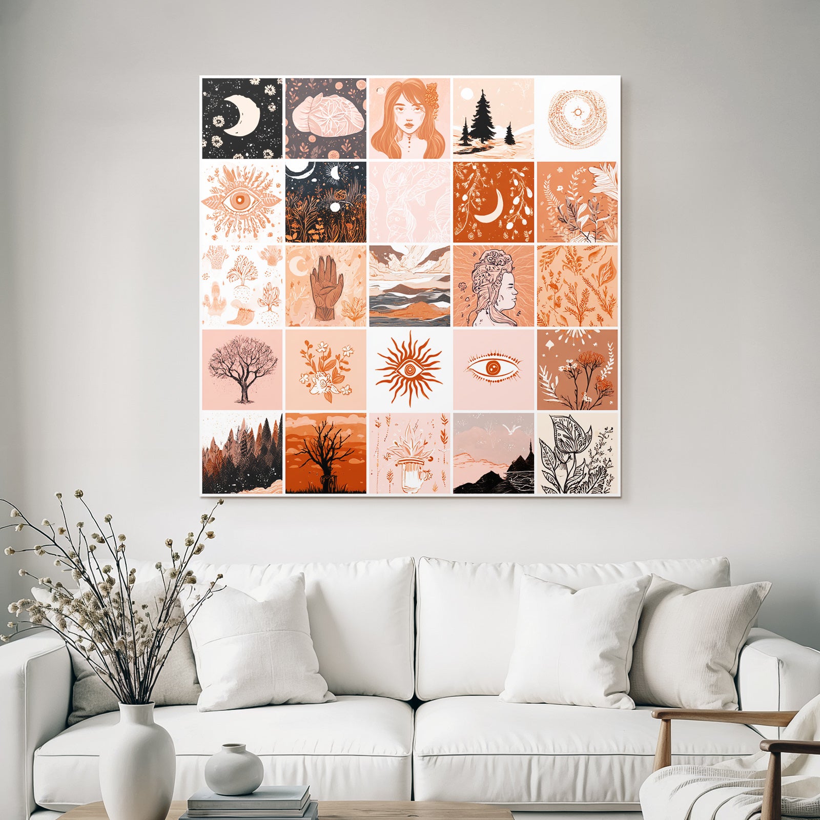 Collage Aus Verschiedenen Kuenstlerischen Designs In Warmen Farben