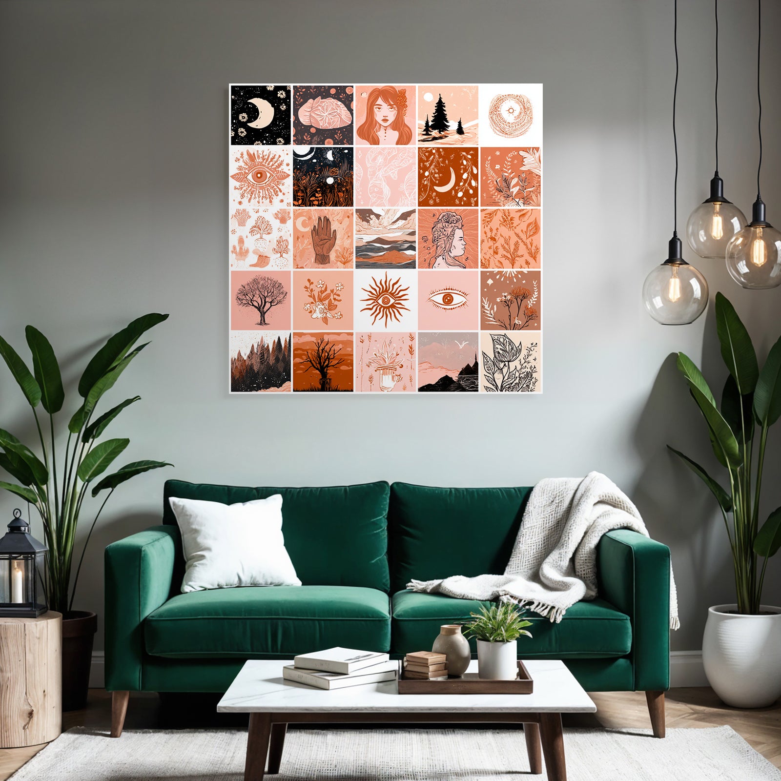 Collage Aus Verschiedenen Kuenstlerischen Designs In Warmen Farben
