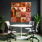 Kuenstlerische Illustration Warmtoene Quadratmotiv Quadrate