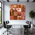 Kuenstlerische Illustration Warmtoene Quadratmotiv Quadrate