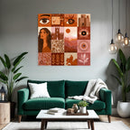 Kuenstlerische Illustration Warmtoene Quadratmotiv Quadrate