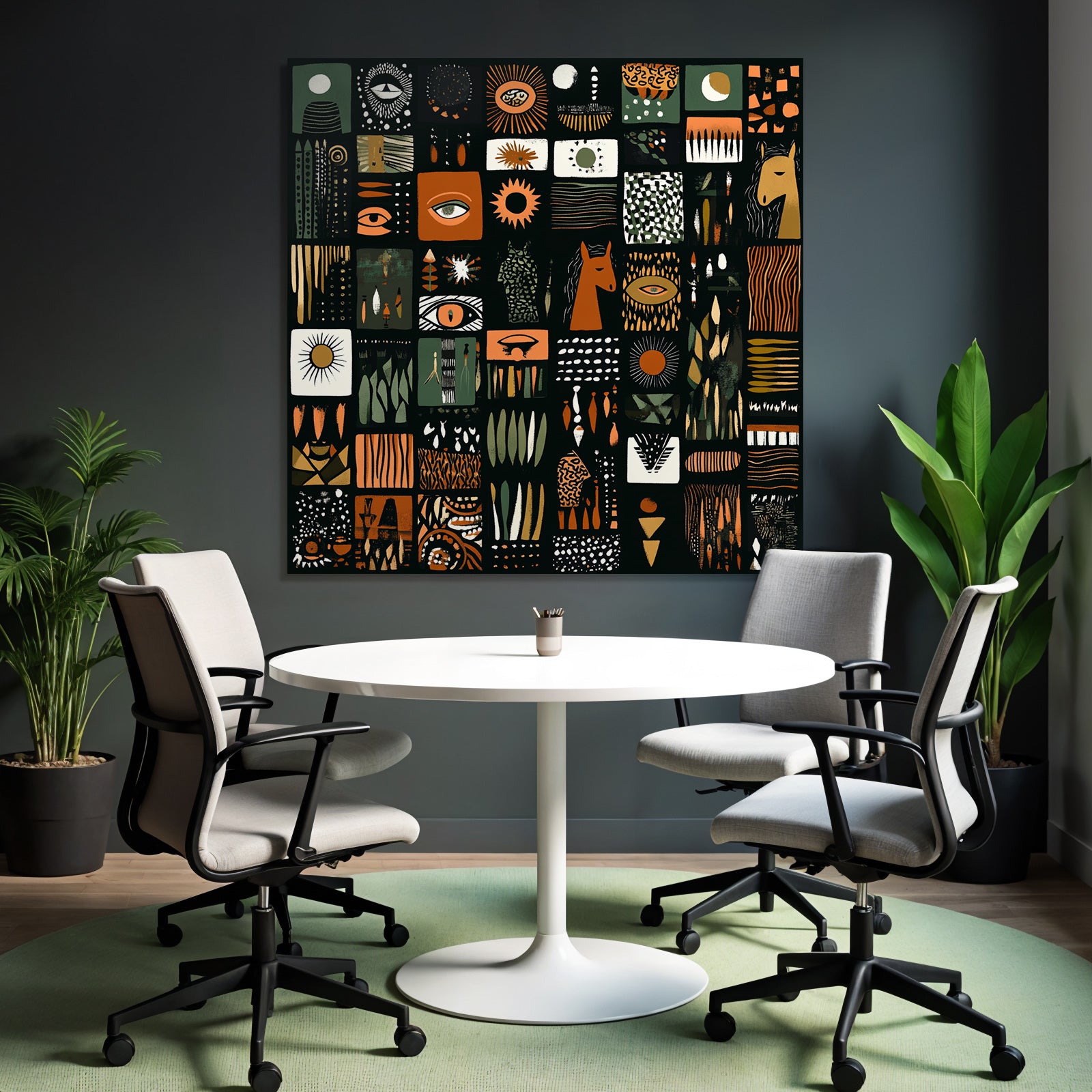 Kuenstlerischesmuster Earth Tonos Orange Gruen Schwarz Collage