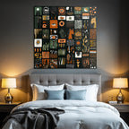 Kuenstlerischesmuster Earth Tonos Orange Gruen Schwarz Collage