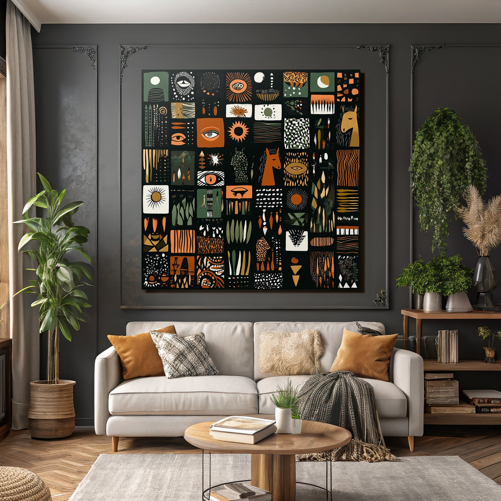 Kuenstlerischesmuster Earth Tonos Orange Gruen Schwarz Collage