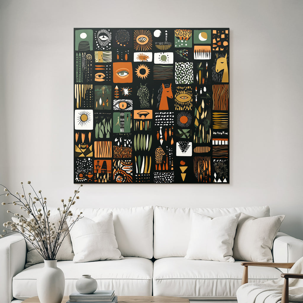Kuenstlerischesmuster Earth Tonos Orange Gruen Schwarz Collage