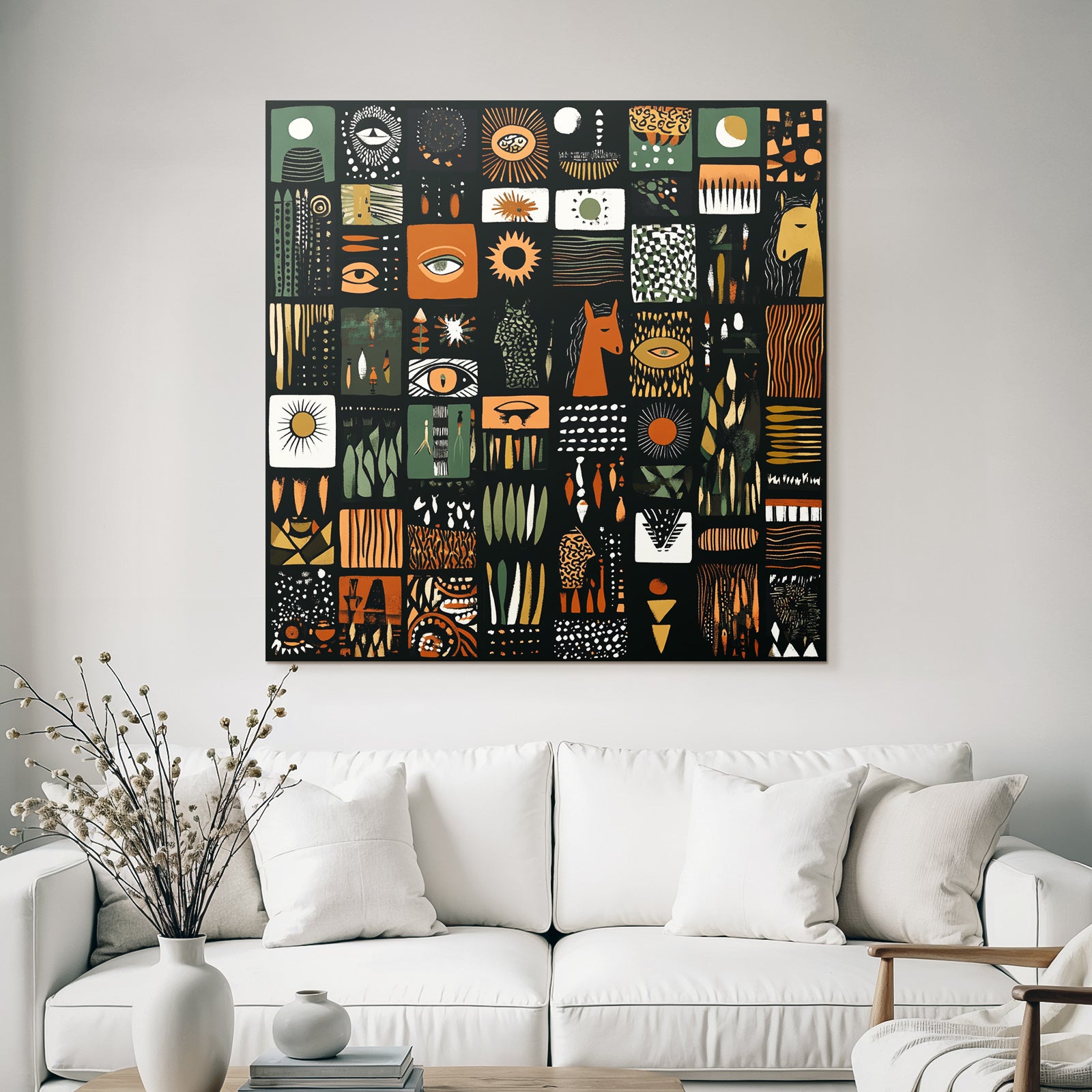 Kuenstlerischesmuster Earth Tonos Orange Gruen Schwarz Collage