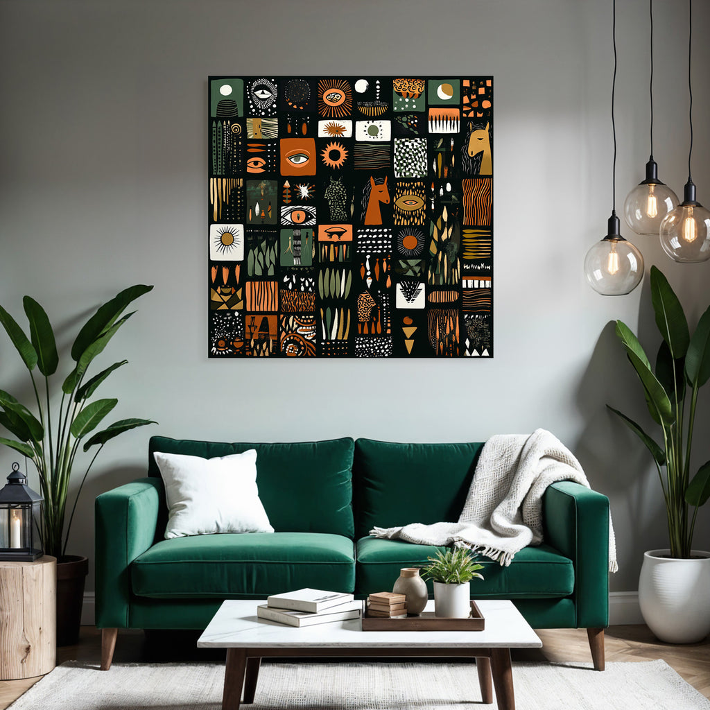 Kuenstlerischesmuster Earth Tonos Orange Gruen Schwarz Collage