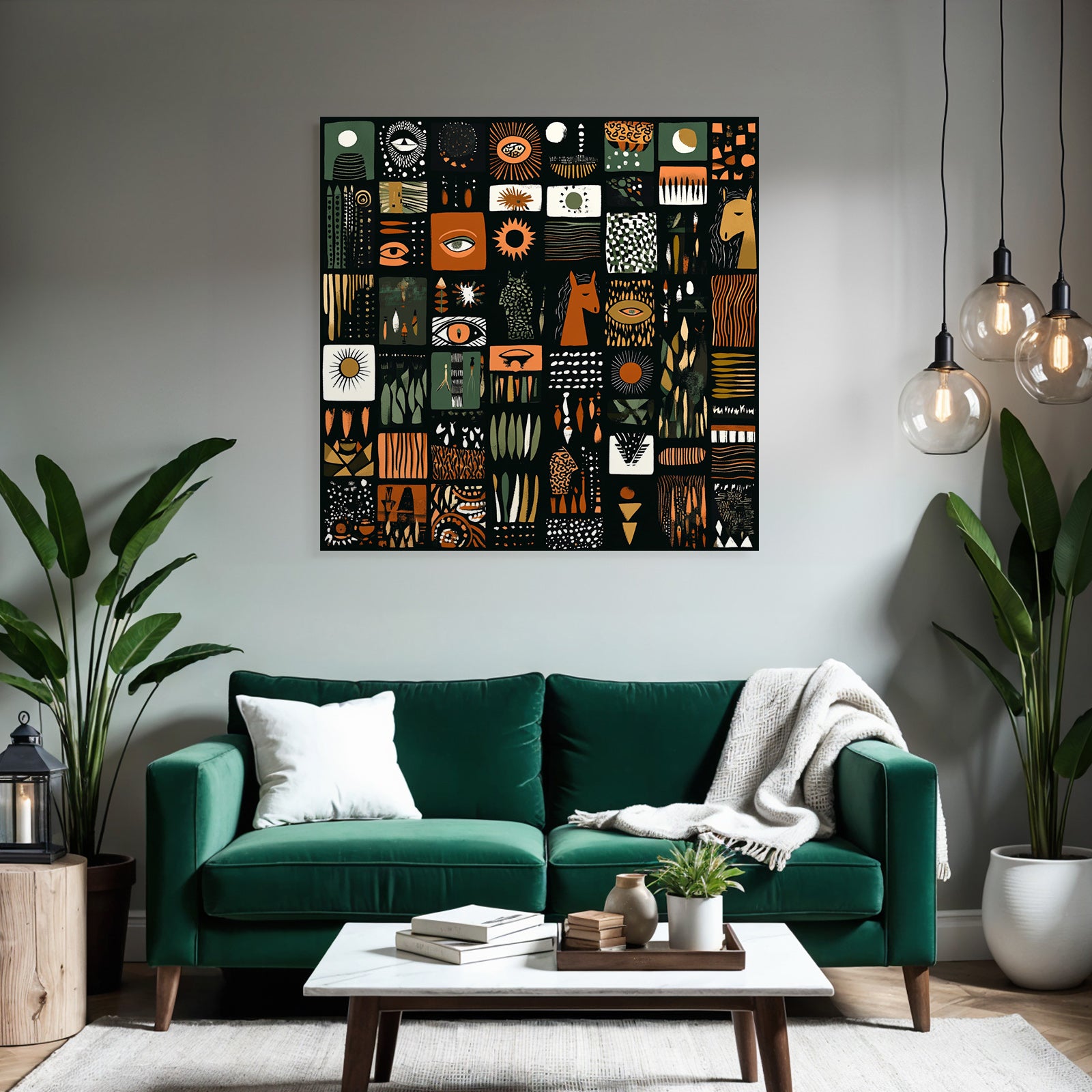 Kuenstlerischesmuster Earth Tonos Orange Gruen Schwarz Collage