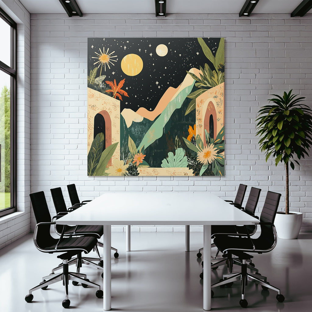 Landschaft Mit Bergen Pflanzen Und Himmel