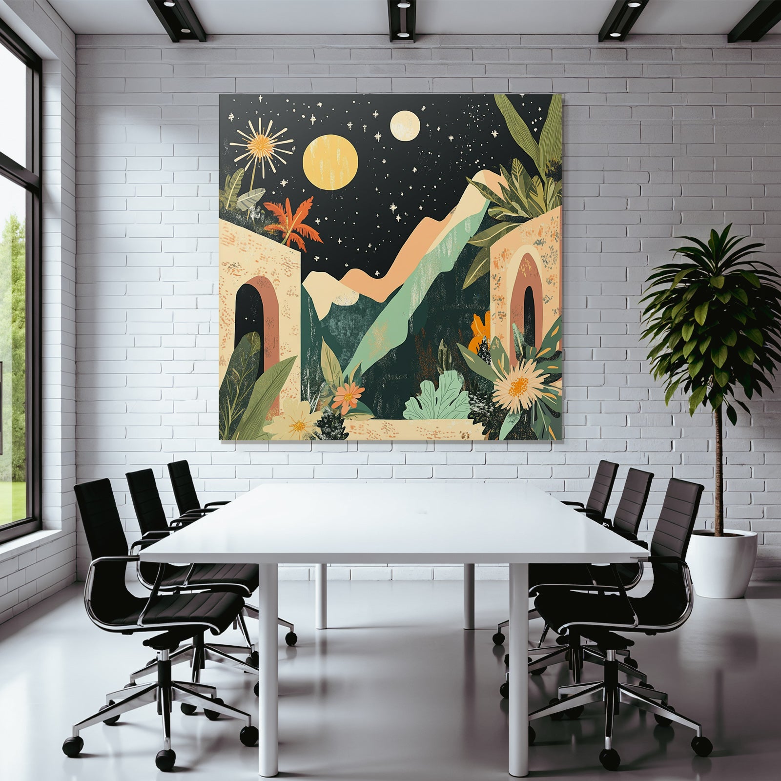 Landschaft Mit Bergen Pflanzen Und Himmel