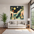 Landschaft Mit Bergen Pflanzen Und Himmel