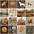 Natur Collage Illustrationen Erdtoene | Boho Eklektisch | Einrichtungsstile