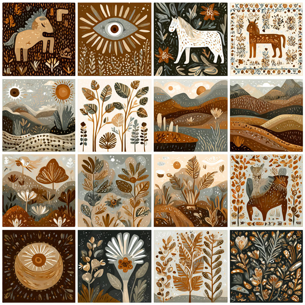 Natur Collage Illustrationen Erdtoene | Boho Eklektisch | Einrichtungsstile