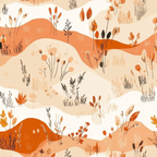 Stilisierte Blumenmuster Mit Pflanzen Und Abstrakten Formen Orange Beige Weiss | Boho Eklektisch | Einrichtungsstile