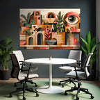 Abstrakte Illustration Geometrische Formen Pflanzen Stilisiertes Auge