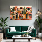Abstrakte Illustration Geometrische Formen Pflanzen Stilisiertes Auge