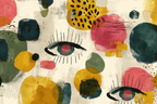 Abstrakte Mkunst Farbige Formen Und Augen | Boho Eklektisch | Einrichtungsstile