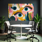 Bunte Illustration Stilisierte Augen Abstrakte Formen Foliage