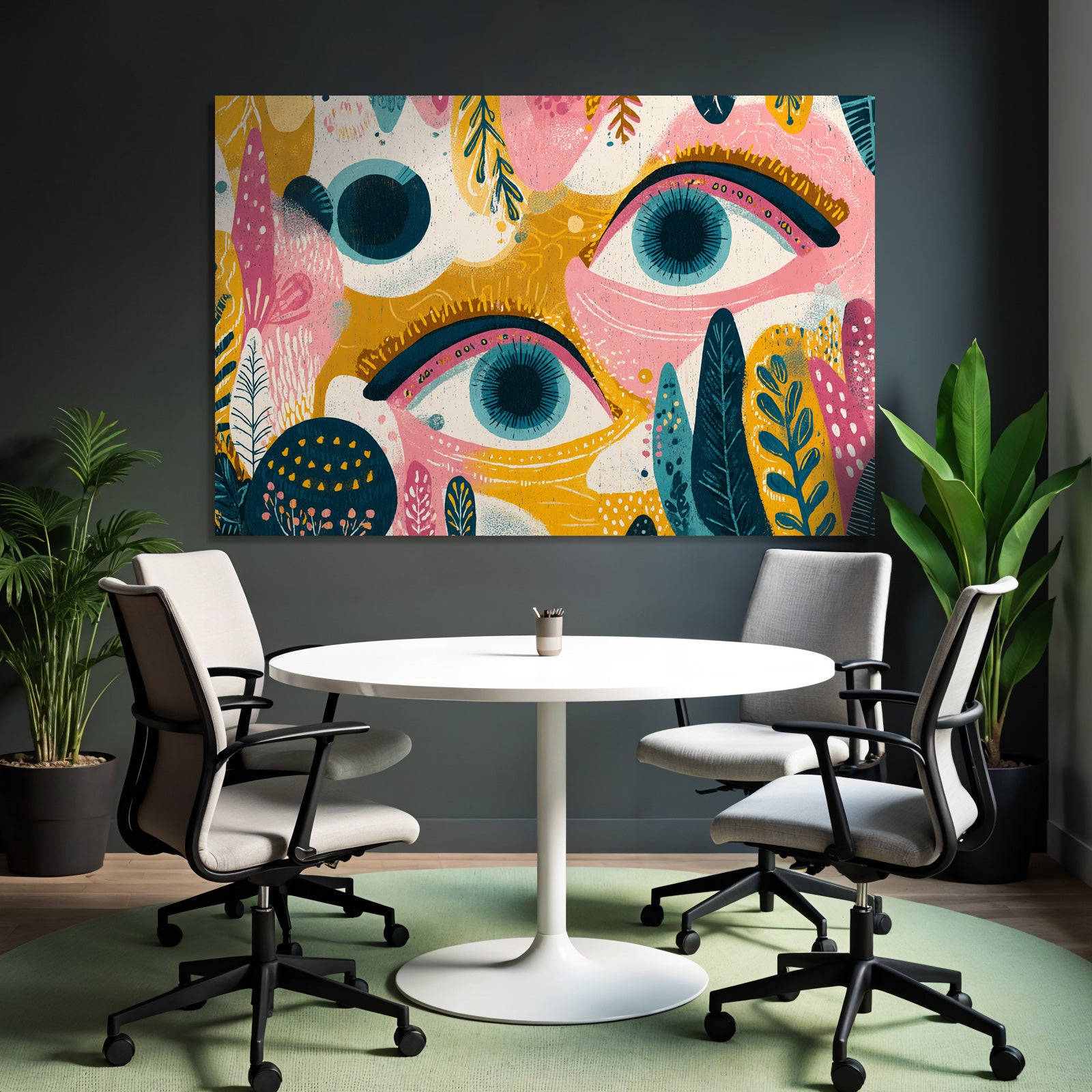 Bunte Illustration Stilisierte Augen Abstrakte Formen Foliage