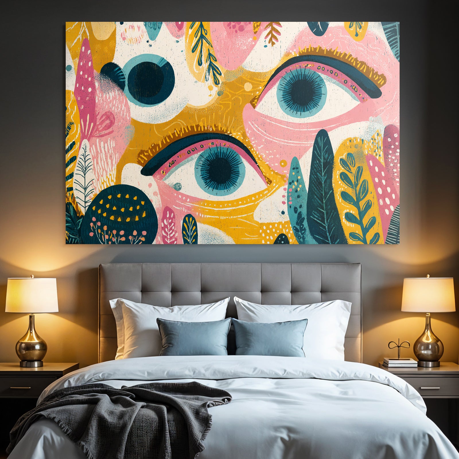 Bunte Illustration Stilisierte Augen Abstrakte Formen Foliage
