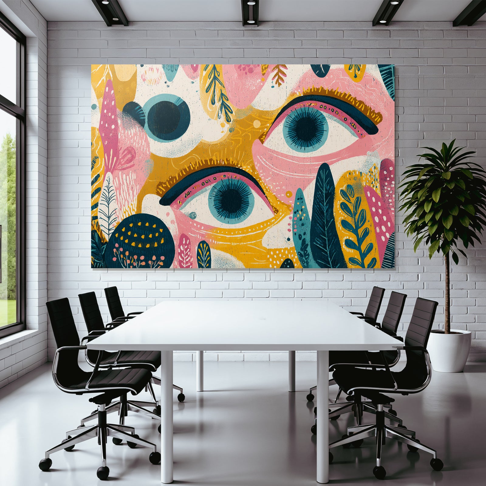 Bunte Illustration Stilisierte Augen Abstrakte Formen Foliage