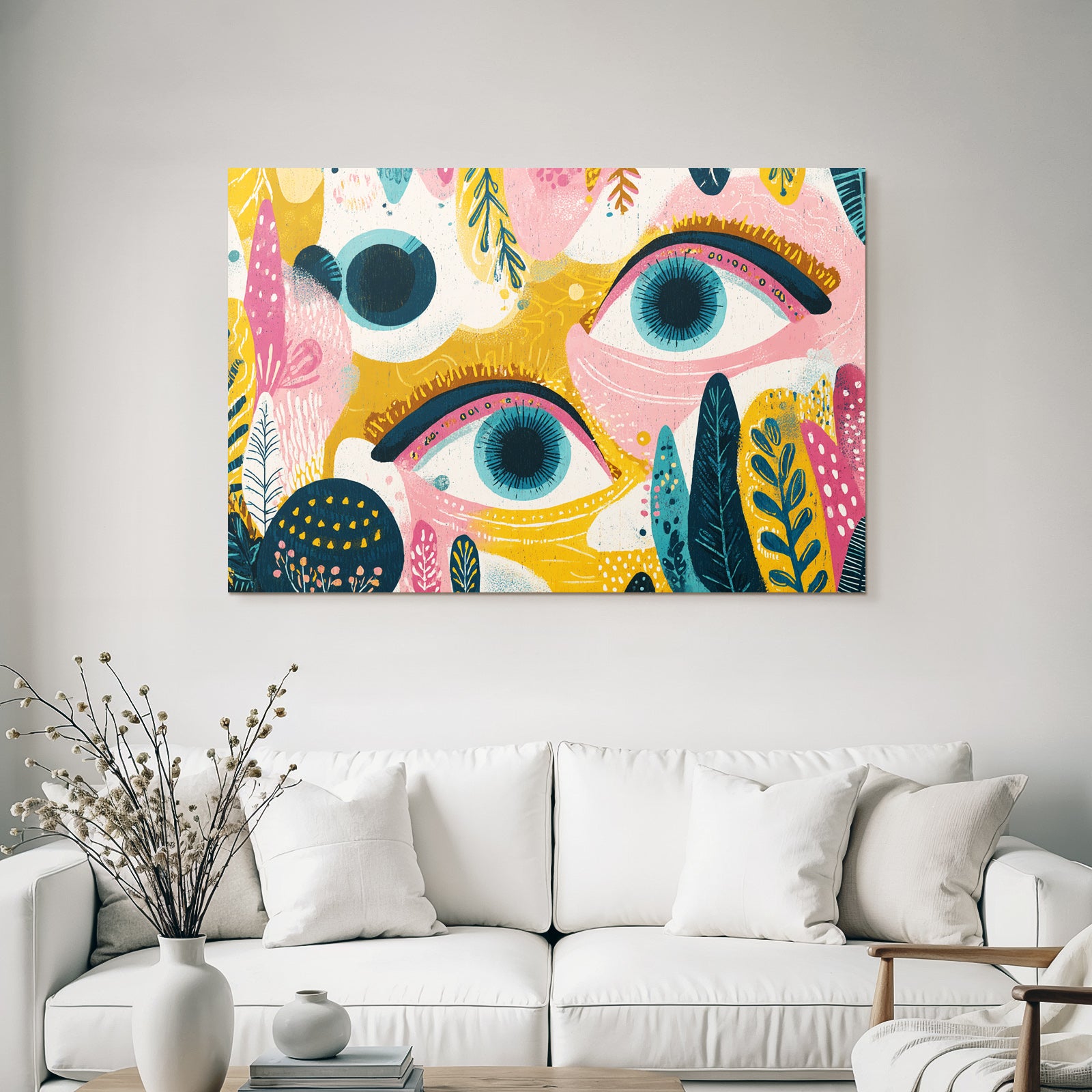 Bunte Illustration Stilisierte Augen Abstrakte Formen Foliage