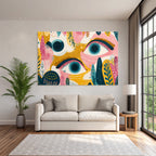 Bunte Illustration Stilisierte Augen Abstrakte Formen Foliage
