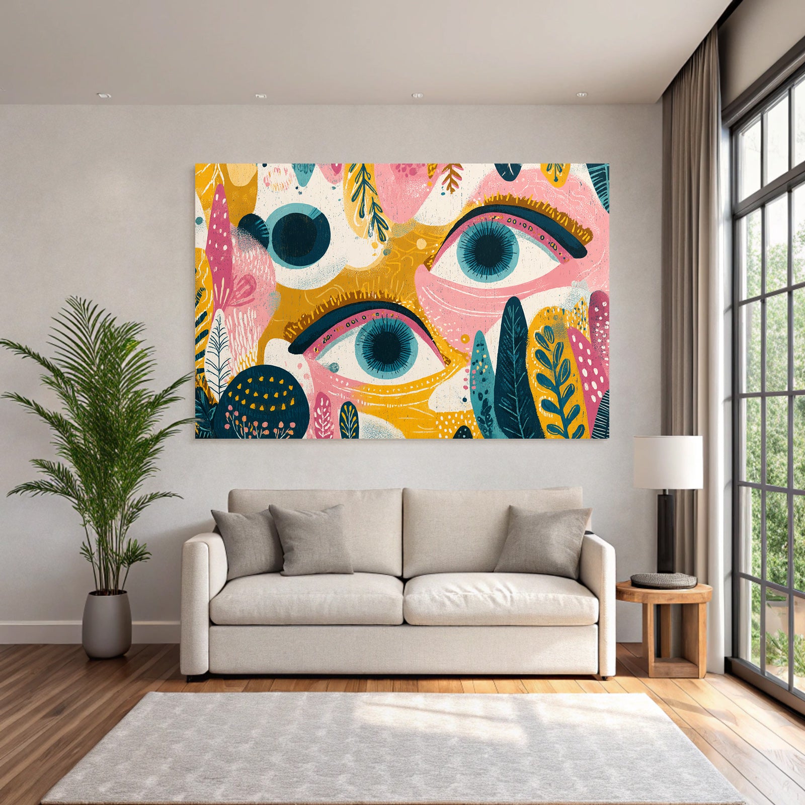 Bunte Illustration Stilisierte Augen Abstrakte Formen Foliage