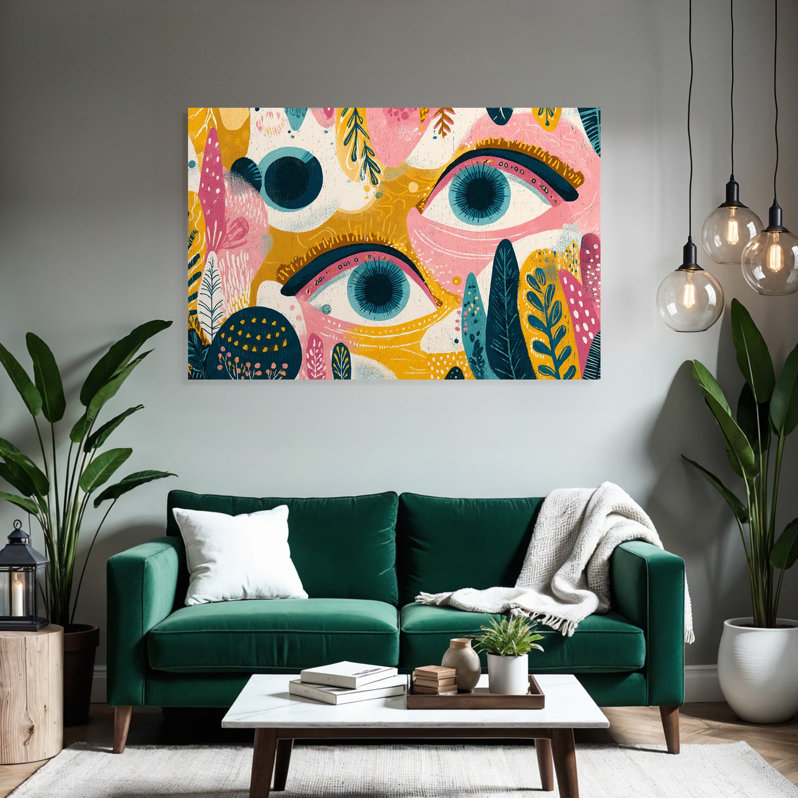 Bunte Illustration Stilisierte Augen Abstrakte Formen Foliage
