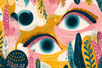 Bunte Illustration Stilisierte Augen Abstrakte Formen Foliage | Boho Eklektisch | Einrichtungsstile