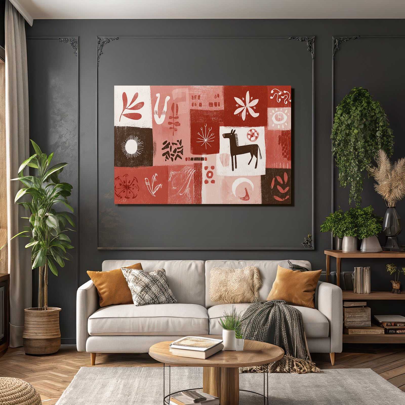 Geometrische Formen Warmfarben Muster Bild