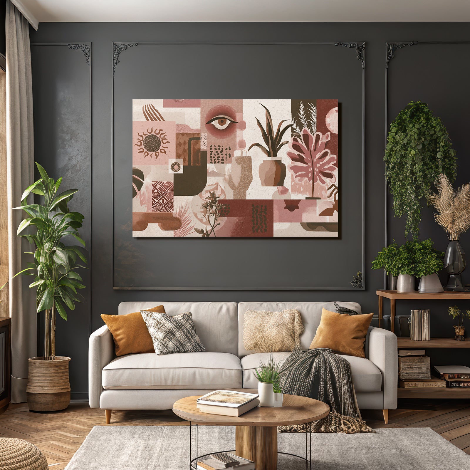 Kunst Pink Braun Beige Collage