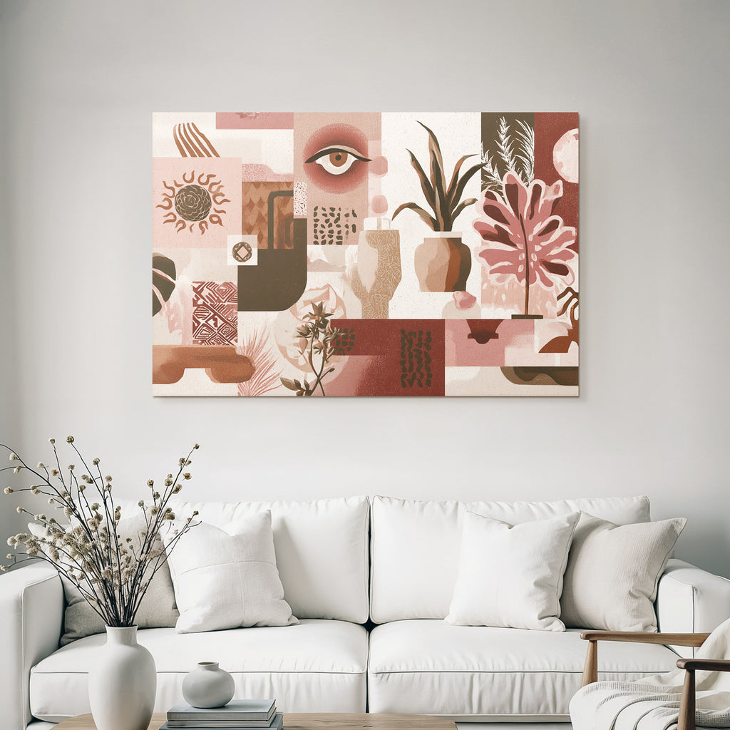Kunst Pink Braun Beige Collage