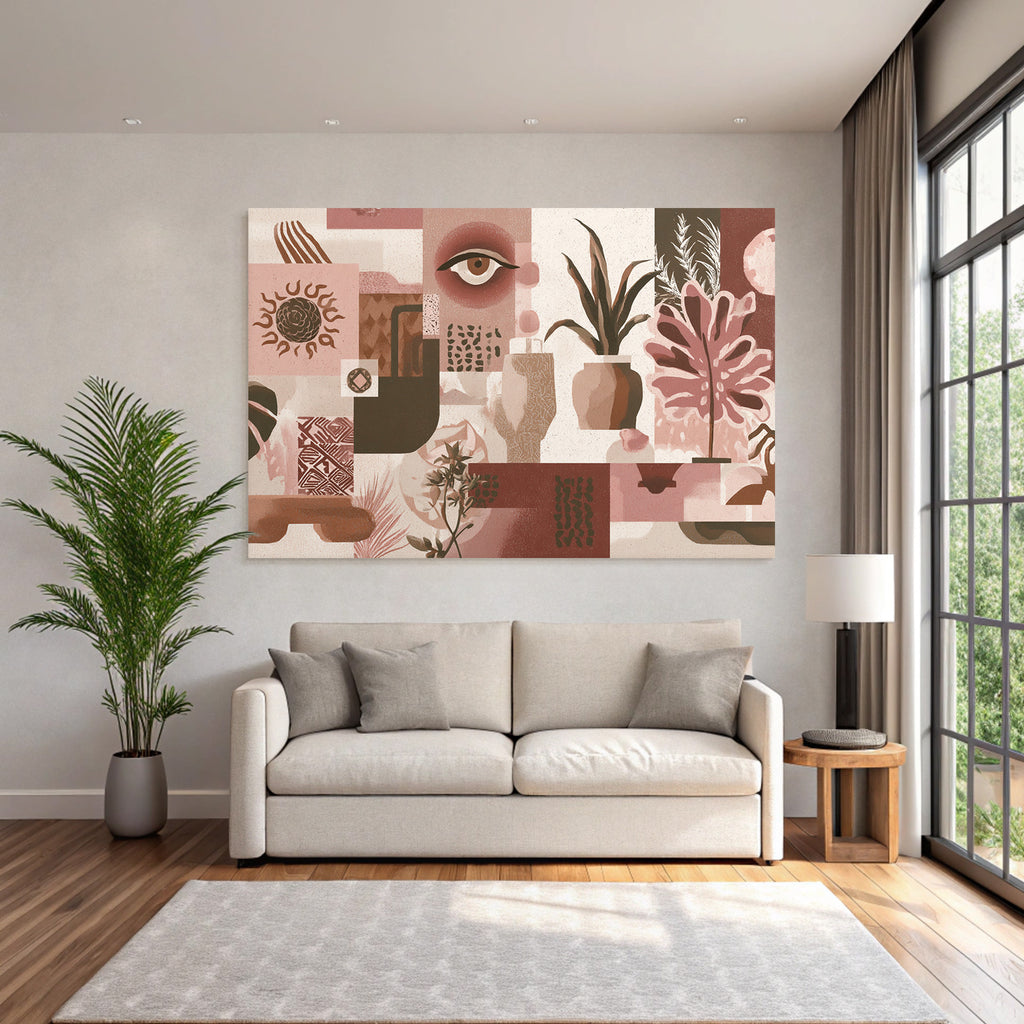 Kunst Pink Braun Beige Collage
