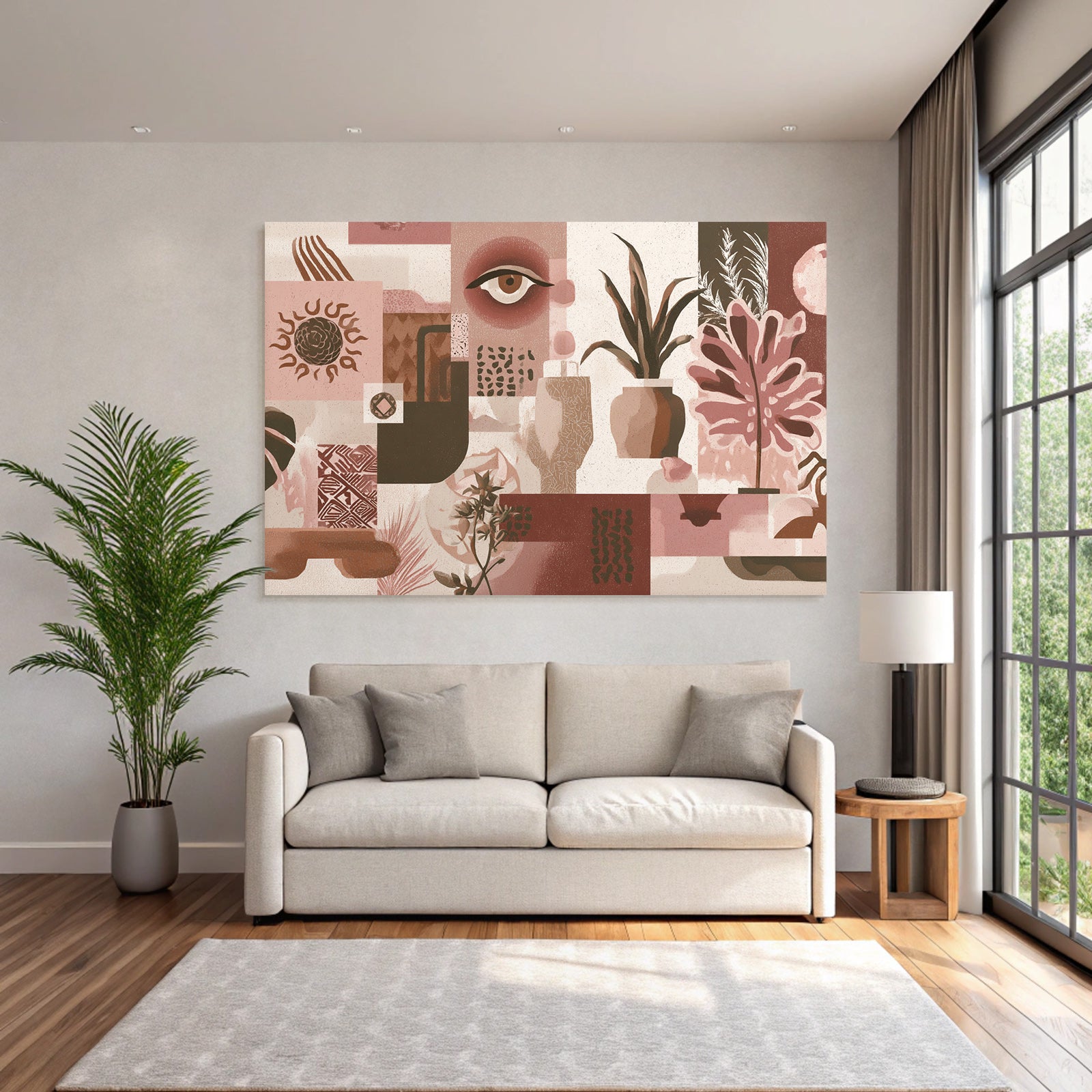 Kunst Pink Braun Beige Collage