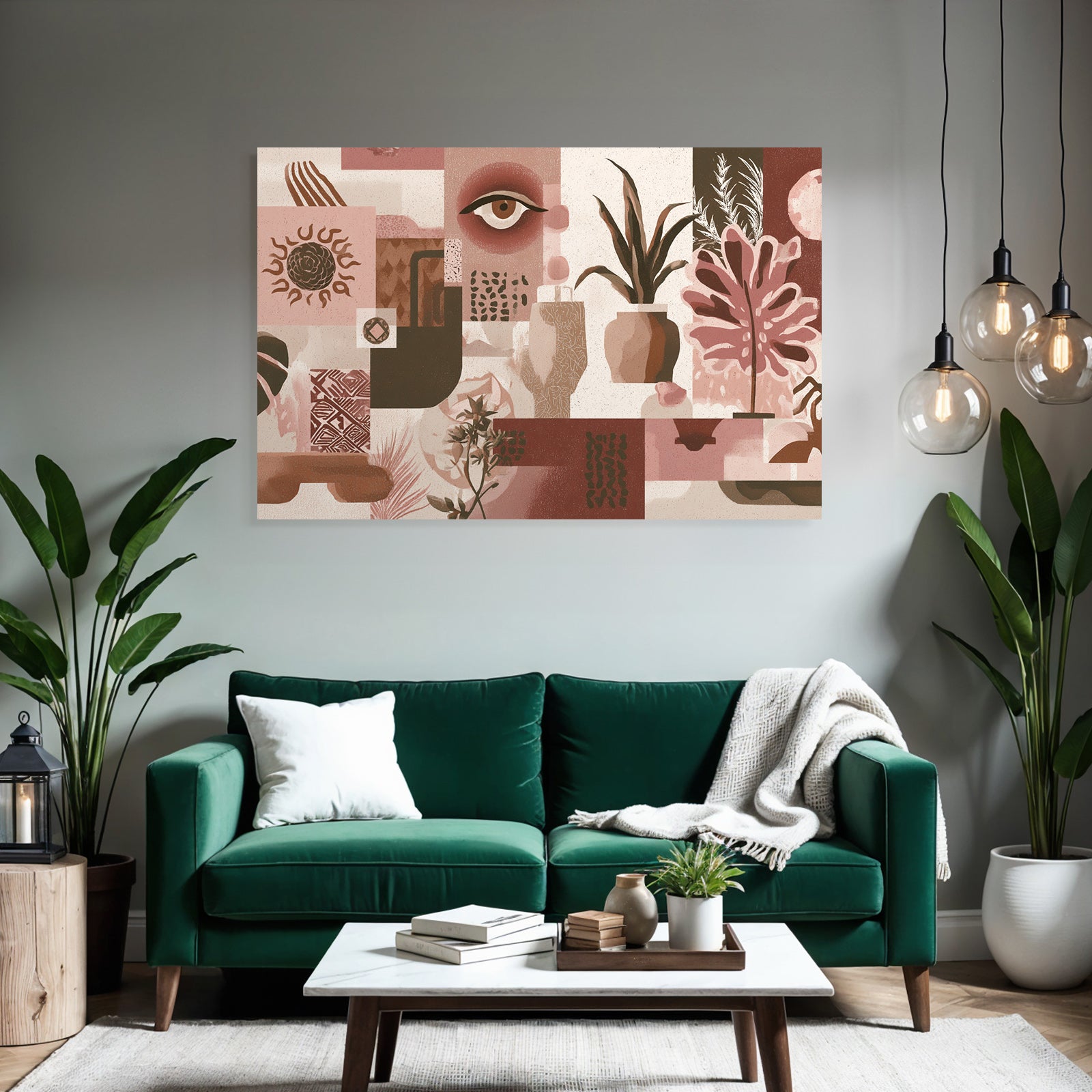 Kunst Pink Braun Beige Collage
