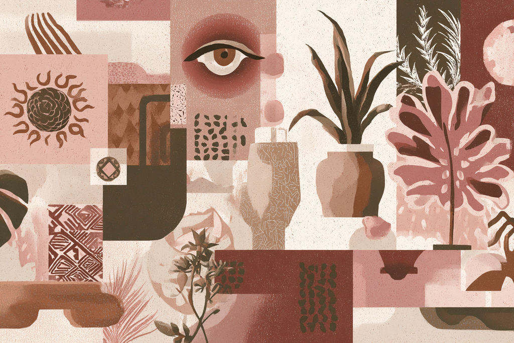 Kunst Pink Braun Beige Collage | Boho Eklektisch | Einrichtungsstile