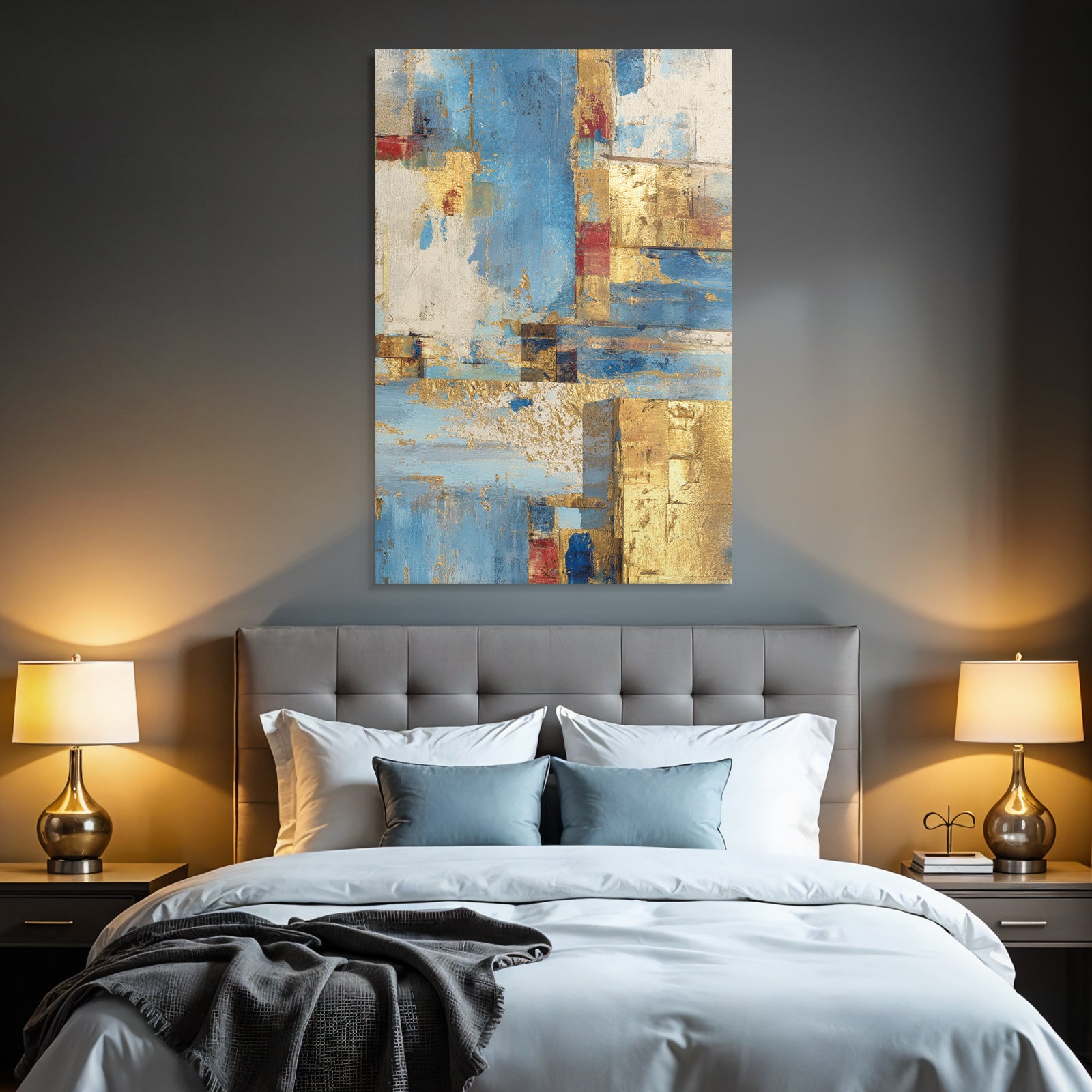 Abstrakte Kunst Blau Gold Farben