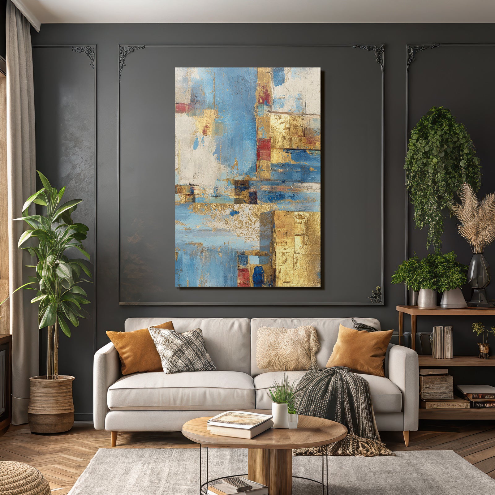 Abstrakte Kunst Blau Gold Farben