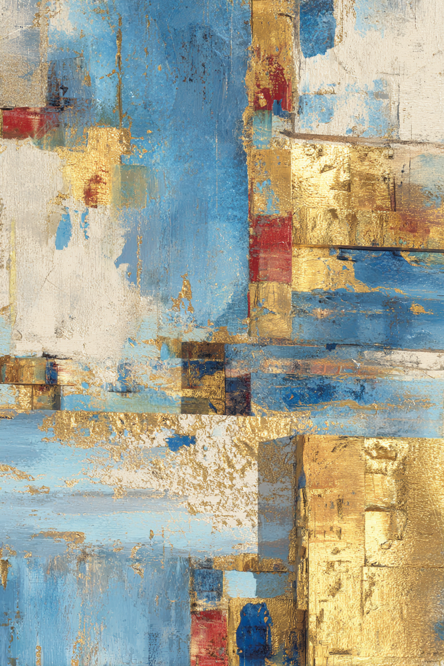 Abstrakte Kunst Blau Gold Farben | Grandeur Chic | Einrichtungsstile